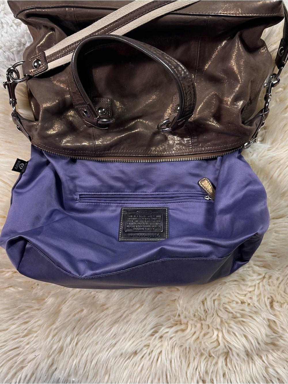 Coach Poppy Sling/Shoulder BagPurse Glittery Bronze - Picture 6 of 10